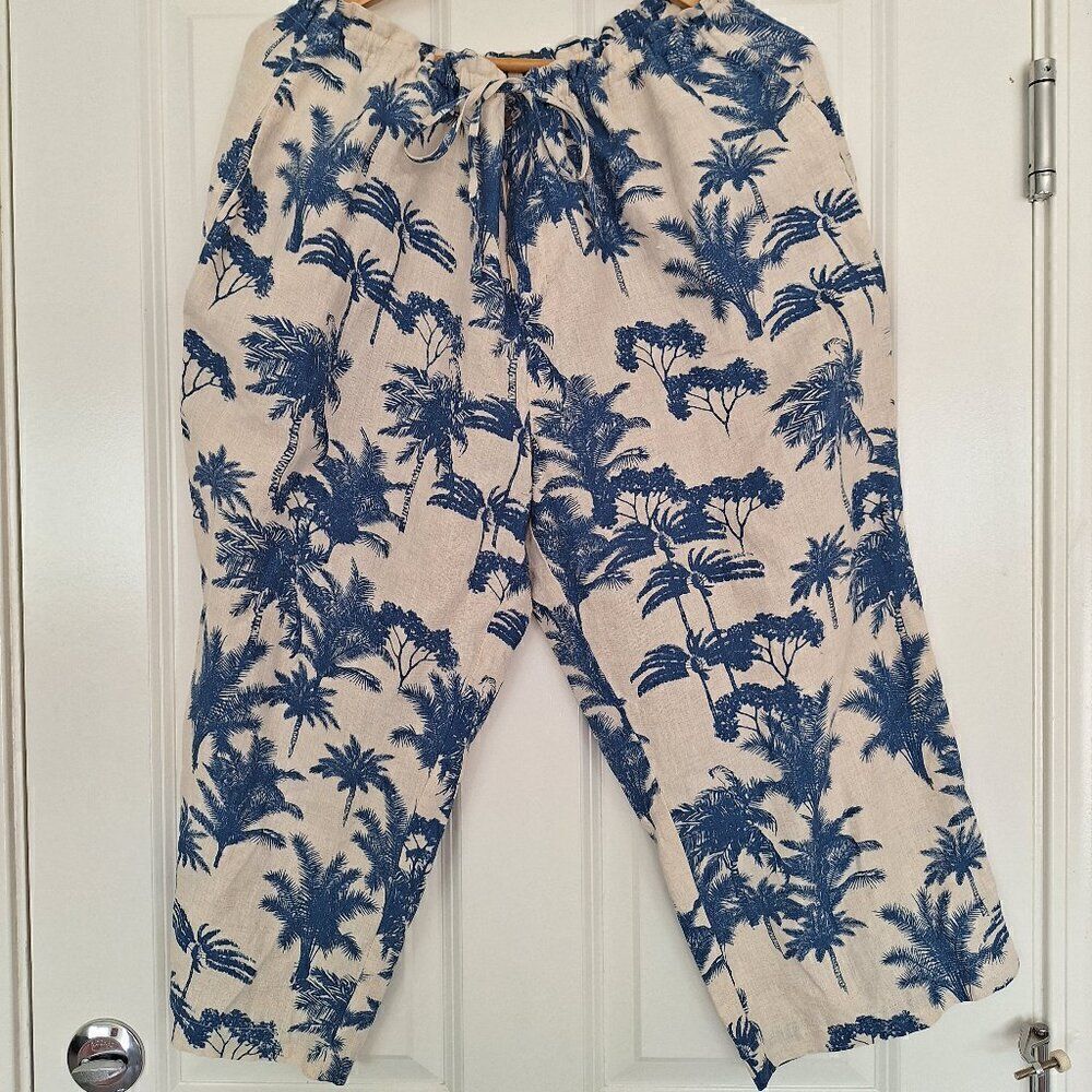 Jamaica Bay 100% Linen Women's Tropical Hawaiian‎ capri size XLP